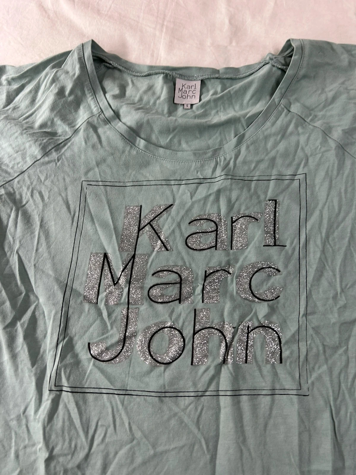 Groen bedrukt T-shirt Karl marc john stijl Y2K maat s – photo 3